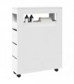 vidaXL Narrow Bathroom Cabinet with Wheels White Engineered Wood — V0672055274