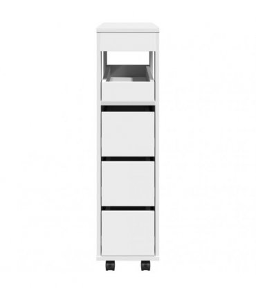 vidaXL Narrow Bathroom Cabinet with Wheels White Engineered Wood — V0672055274