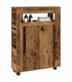 vidaXL Narrow Bathroom Cabinet with Wheels Old Wood Engineered Wood — V0672055275