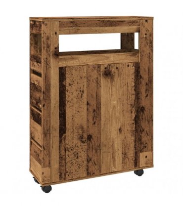 vidaXL Narrow Bathroom Cabinet with Wheels Old Wood Engineered Wood — V0672055275