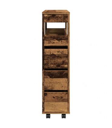 vidaXL Narrow Bathroom Cabinet with Wheels Old Wood Engineered Wood — V0672055275