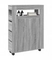 vidaXL Narrow Bathroom Cabinet with Wheels Grey Sonoma Engineered Wood — V0672055276