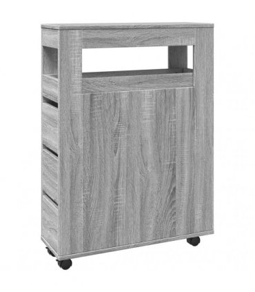 vidaXL Narrow Bathroom Cabinet with Wheels Grey Sonoma Engineered Wood — V0672055276