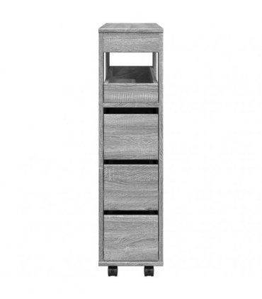 vidaXL Narrow Bathroom Cabinet with Wheels Grey Sonoma Engineered Wood — V0672055276