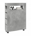 vidaXL Narrow Bathroom Cabinet with Wheels Concrete Grey Engineered Wood — V0672055278