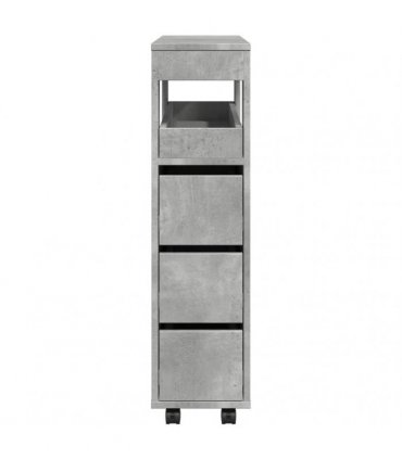 vidaXL Narrow Bathroom Cabinet with Wheels Concrete Grey Engineered Wood — V0672055278