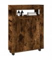 vidaXL Narrow Bathroom Cabinet with Wheels Smoked Oak Engineered Wood — V0672055281