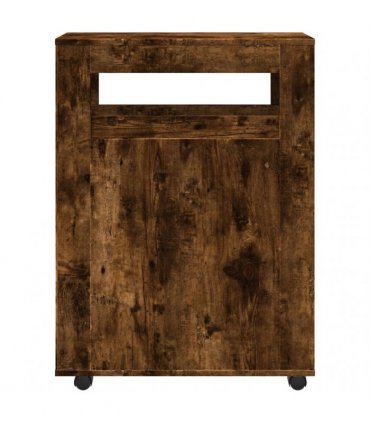 vidaXL Narrow Bathroom Cabinet with Wheels Smoked Oak Engineered Wood — V0672055281