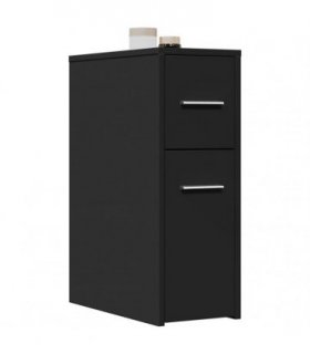 vidaXL Narrow Bathroom Cupboard with Wheels Black Engineered Wood
