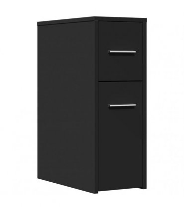 vidaXL Narrow Bathroom Cupboard with Wheels Black Engineered Wood