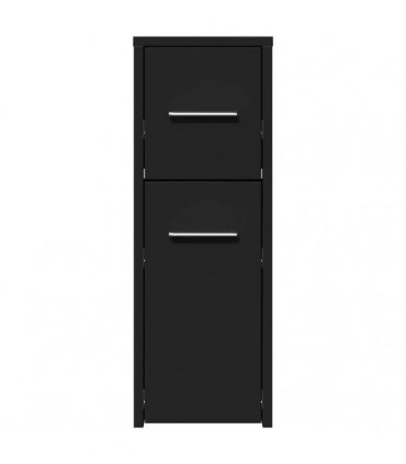 vidaXL Narrow Bathroom Cupboard with Wheels Black Engineered Wood