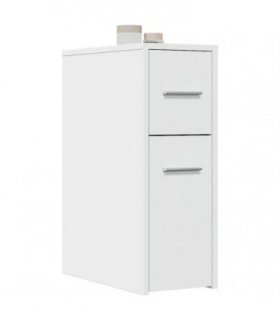 vidaXL Narrow Bathroom Cupboard with Wheels White Engineered Wood