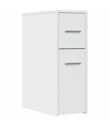 vidaXL Narrow Bathroom Cupboard with Wheels White Engineered Wood