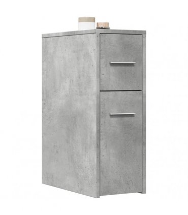 vidaXL Narrow Bathroom Cupboard with Wheels Concrete Grey Engineered Wood