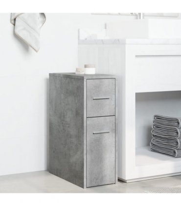 vidaXL Narrow Bathroom Cupboard with Wheels Concrete Grey Engineered Wood