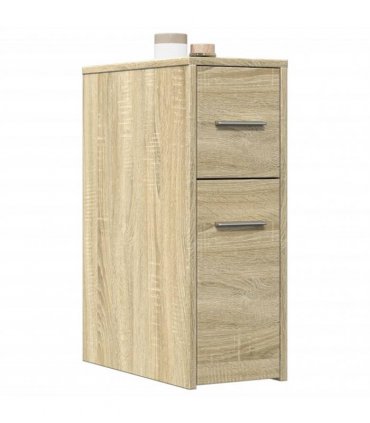 vidaXL Narrow Bathroom Cupboard with Wheels Sonoma Oak Engineered Wood
