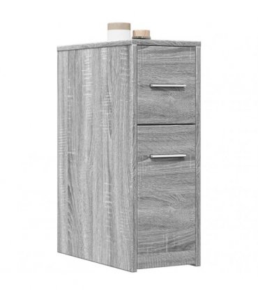 vidaXL Narrow Bathroom Cupboard with Wheels Grey Sonoma Engineered Wood