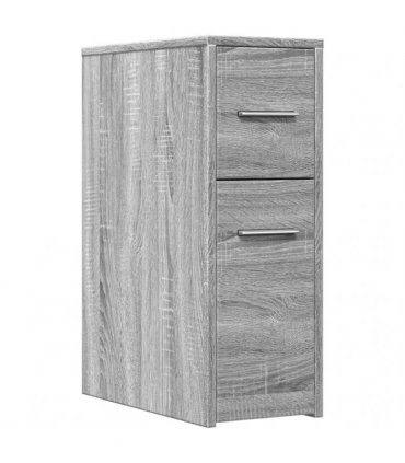 vidaXL Narrow Bathroom Cupboard with Wheels Grey Sonoma Engineered Wood