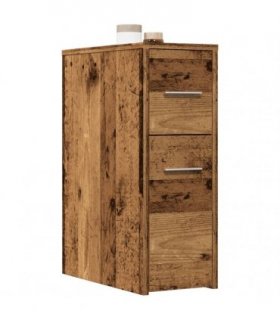 vidaXL Narrow Bathroom Cupboard with Wheels Old Wood Engineered Wood