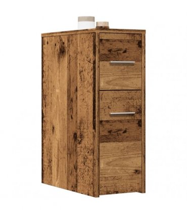 vidaXL Narrow Bathroom Cupboard with Wheels Old Wood Engineered Wood