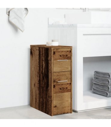 vidaXL Narrow Bathroom Cupboard with Wheels Old Wood Engineered Wood