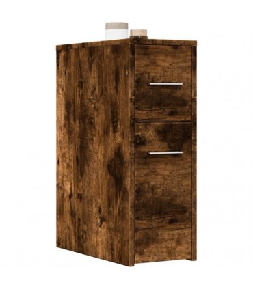 vidaXL Narrow Bathroom Cupboard with Wheels Smoked Oak Engineered Wood