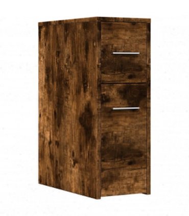 vidaXL Narrow Bathroom Cupboard with Wheels Smoked Oak Engineered Wood