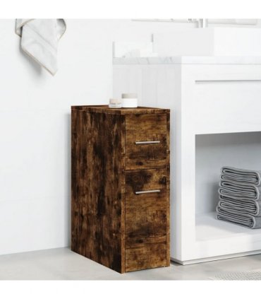 vidaXL Narrow Bathroom Cupboard with Wheels Smoked Oak Engineered Wood
