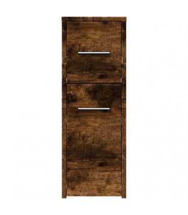 vidaXL Narrow Bathroom Cupboard with Wheels Smoked Oak Engineered Wood