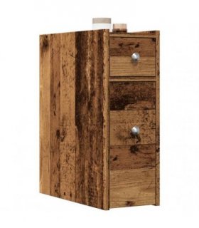 vidaXL Narrow Bathroom Cupboard with Wheels Old Wood Engineered Wood — V0672055292