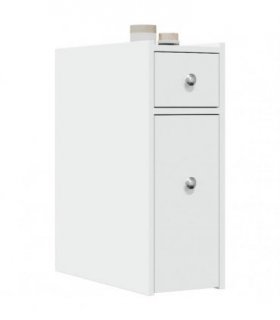 vidaXL Narrow Bathroom Cupboard with Wheels White Engineered Wood — V0672055293