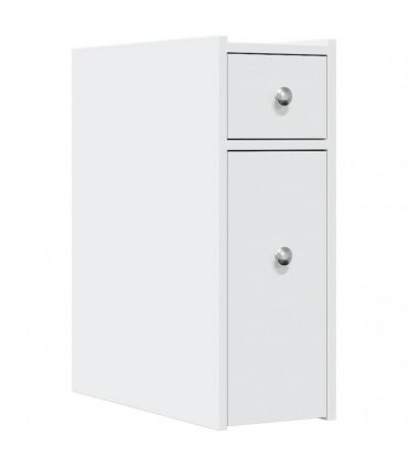 vidaXL Narrow Bathroom Cupboard with Wheels White Engineered Wood — V0672055293
