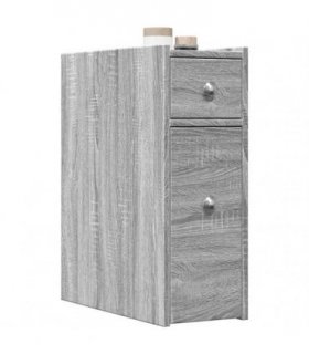 vidaXL Narrow Bathroom Cupboard with Wheels Grey Sonoma Engineered Wood — V0672055294