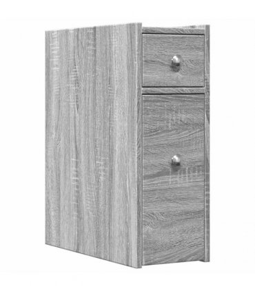 vidaXL Narrow Bathroom Cupboard with Wheels Grey Sonoma Engineered Wood — V0672055294