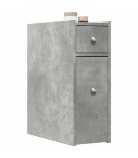 vidaXL Narrow Bathroom Cupboard with Wheels Concrete Grey Engineered Wood — V0672055295
