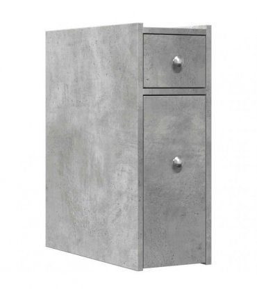 vidaXL Narrow Bathroom Cupboard with Wheels Concrete Grey Engineered Wood — V0672055295