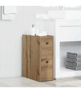 vidaXL Narrow Bathroom Cupboard with Wheels Artisian Oak Engineered Wood — V0672055296