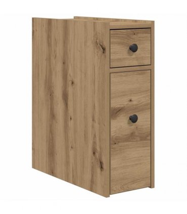 vidaXL Narrow Bathroom Cupboard with Wheels Artisian Oak Engineered Wood — V0672055296