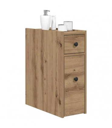 vidaXL Narrow Bathroom Cupboard with Wheels Artisian Oak Engineered Wood — V0672055296