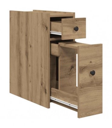 vidaXL Narrow Bathroom Cupboard with Wheels Artisian Oak Engineered Wood — V0672055296