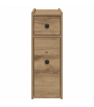 vidaXL Narrow Bathroom Cupboard with Wheels Artisian Oak Engineered Wood — V0672055296
