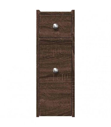 vidaXL Narrow Bathroom Cupboard with Wheels Brown Oak Engineered Wood