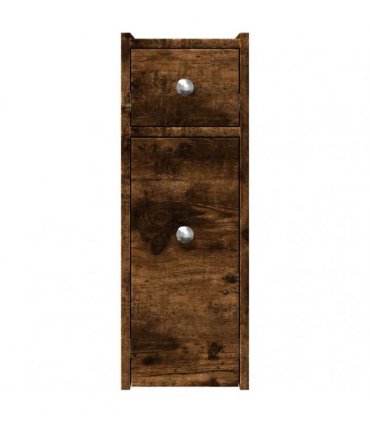 vidaXL Narrow Bathroom Cupboard with Wheels Smoked Oak Engineered Wood — V0672055298