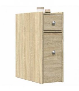 vidaXL Narrow Bathroom Cupboard with Wheels Sonoma Oak Engineered Wood — V0672055299
