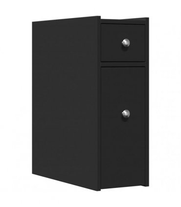 vidaXL Narrow Bathroom Cupboard with Wheels Black Engineered Wood — V0672055300