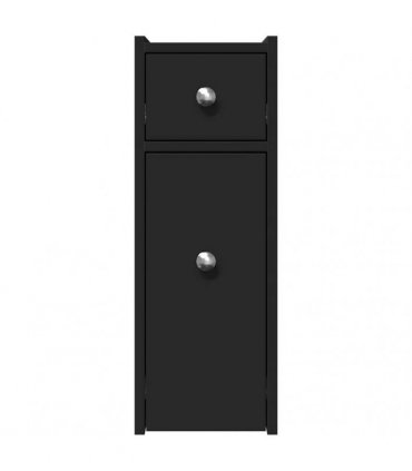vidaXL Narrow Bathroom Cupboard with Wheels Black Engineered Wood — V0672055300