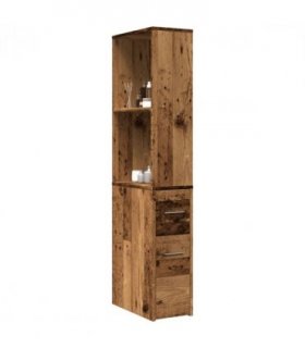vidaXL Narrow Bathroom Cupboard with Wheels Old Wood Engineered Wood — V0672055303