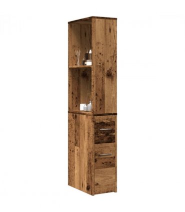 vidaXL Narrow Bathroom Cupboard with Wheels Old Wood Engineered Wood — V0672055303