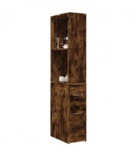 vidaXL Narrow Bathroom Cupboard with Wheels Smoked Oak Engineered Wood — V0672055304