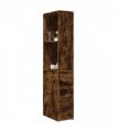 vidaXL Narrow Bathroom Cupboard with Wheels Smoked Oak Engineered Wood — V0672055304